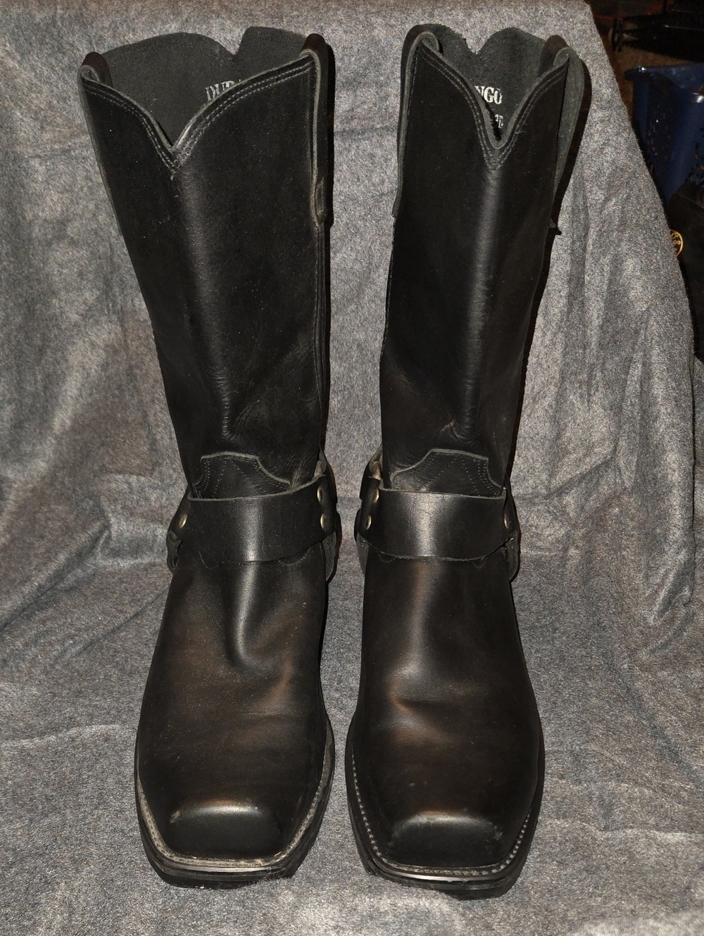 Durango Men's Black Leather Harness Biker Boots Square Toe Size 13 D